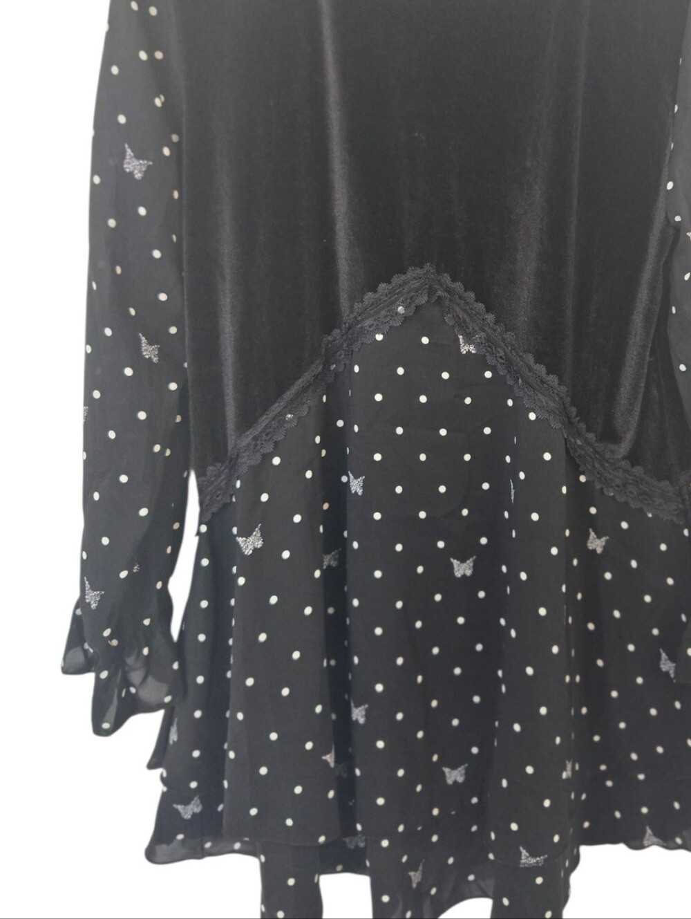 🖤 NWT Black Velvet Butterfly Polka Dot Tunic Top 2X - Picture 4 of 6